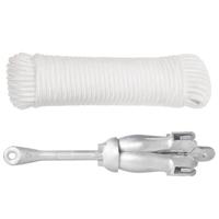 Anker met touw inklapbaar 8 kg smeedijzer zilverkleurig - thumbnail