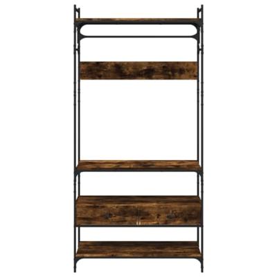 Kledingkast met lades 89x39x184,5 cm bewerkt hout gerookt eiken Kledingkast met lades 89x39x184,5 cm bewerkt hout gerookt eiken