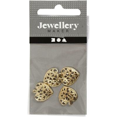 Creotime hartjes 13 x 14 mm 4 stuks goud