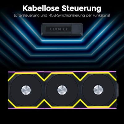 Lian Li UNI FAN SL Wireless Reverse Blade 120mm 3-Pack Black Lian Li UNI FAN SL Wireless Reverse Blade 120mm 3-Pack Black