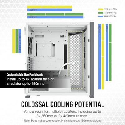 Corsair CORSAIR 7000D AIRFLOW - FT - E-ATX - Seitenteil mit Fenster (gehärtetes Glas) Full Tower PC-behuizing Wit