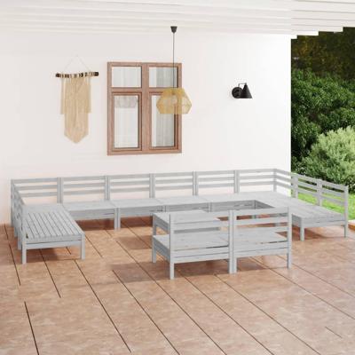 13-delige Loungeset massief grenenhout wit