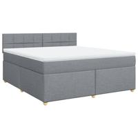 Boxspring met matras stof lichtgrijs 180x200 cm - thumbnail