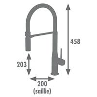 ROUSSEAU Keukenmengkraan Køben - Met handdouche - Chroom grijs en zwart - thumbnail