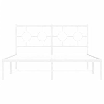 Bedframe met hoofdbord metaal wit 140x200 cm