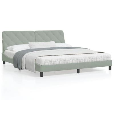 Bedframe met LED zonder matras fluweel lichtgrijs 180x200 cm