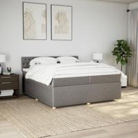 Boxspring met matras stof taupe 200x200 cm - thumbnail