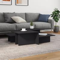 Salontafels 2 st bewerkt hout grijs - thumbnail