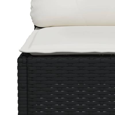 7-delige Loungeset met kussens poly rattan zwart - thumbnail