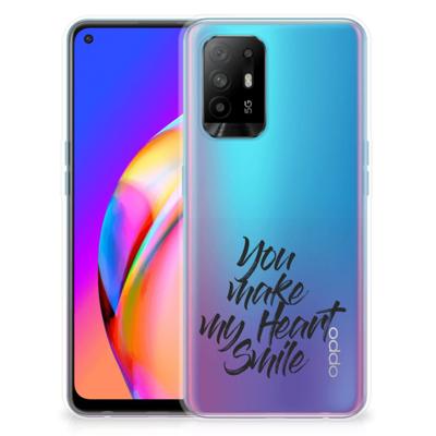OPPO A94 5G | Reno5 Z | Siliconen hoesje | met naam Heart Smile OPPO A94 5G | Reno5 Z | Siliconen hoesje | met naam Heart Smile