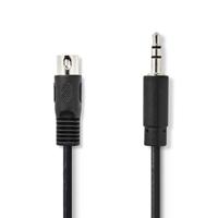 DIN-Audiokabel | DIN 5-Pins Male - 3,5 mm Male | 2,0 m | Zwart - thumbnail