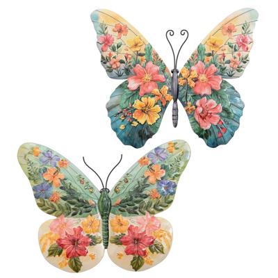 Anna's Collection Wanddeco vlinder bloemen 28x22,5cm