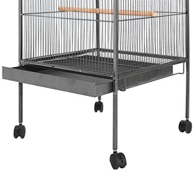 VidaXL Vogelkooi met dak staal zwart 66x66x155 cm