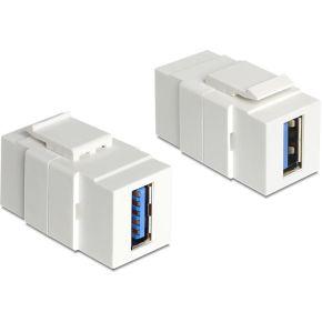 Delock 86319 Keystone-module USB 5 Gbps Type-A female naar Type-A female wit Delock 86319 Keystone-module USB 5 Gbps Type-A female naar Type-A female wit