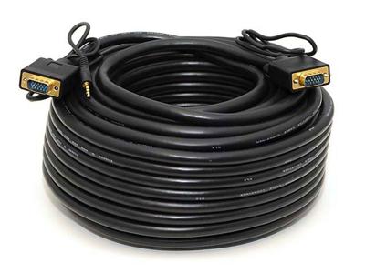 Monoprice 105364 100 voet Super VGA HD15 mannelijke naar mannelijke kabel met stereo audio en drievoudige afscherming
