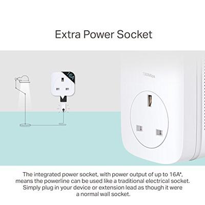 TP-Link 1-Port Gigabit Passthrough Powerline Starter Kit, Data Transfer Speed Up to 1300 Mbps, Ideal for HD Video Streaming and Online Gaming, No Configuration Required, UK Plug (TL-PA8010PKIT)
