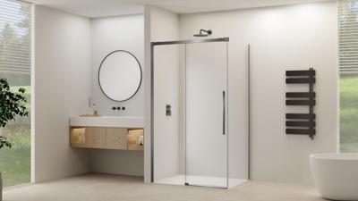 Schuifdeur Van Rijn Products ST09 Voor Hoekcabine 180x200 cm 8 mm Helder Glas Softclose Incl. Beslag Geborsteld Gunmetal Schuifdeur Van Rijn Products ST09 Voor Hoekcabine 180x200 cm 8 mm Helder Glas Softclose Incl. Beslag Geborsteld Gunmetal