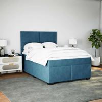 Boxspring met matras fluweel blauw 140x190 cm - thumbnail