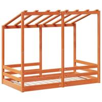 Kinderbed met bedhuis 80x160 cm massief grenenhout wasbruin - thumbnail