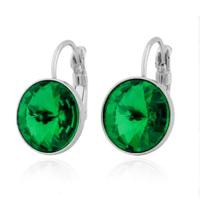 LGT JWLS Oorbellen Dames met Groene Glassteen en Zilveren Laag - thumbnail