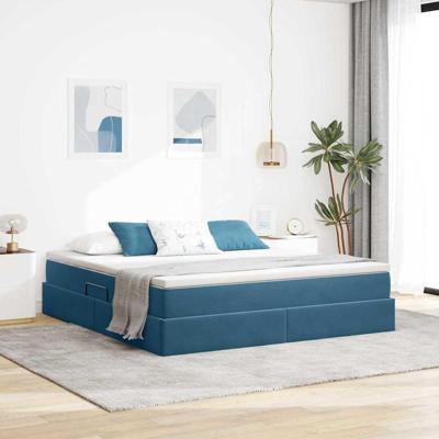 Opbergbed met matras Donkerblauw 160 x 200 cm Fluweel