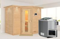 Karibu | Sahib 2 Sauna met Dakkraag | Energiesparende Deur | Biokachel 9 kW Externe Bediening - thumbnail