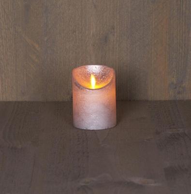 LED Kaars Wax Zilver 10cm