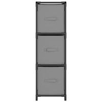 Opbergkast met 3 stoffen lades 34x34x101 cm staal grijs - thumbnail