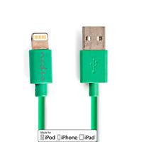 Sync and Charge-Kabel | Apple Lightning 8-Pins Male - USB-A Male | 1,0 m | Groen - thumbnail