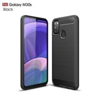 Voor Galaxy M30s geborsteld textuur koolstofvezel TPU case (zwart) - thumbnail