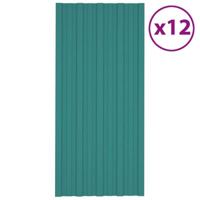 Dakpanelen 12 st 100x45 cm gegalvaniseerd staal groen Dakpanelen 12 st 100x45 cm gegalvaniseerd staal groen