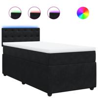 Boxspring met matras fluweel zwart 140x190 cm - thumbnail