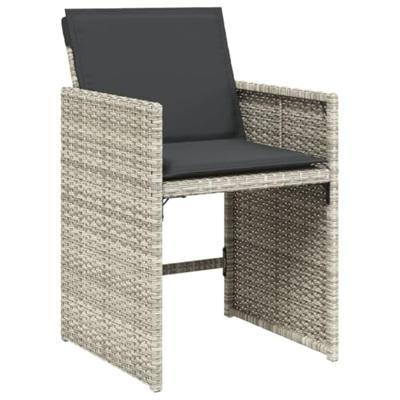 9-delige Tuinset met kussens poly rattan lichtgrijs