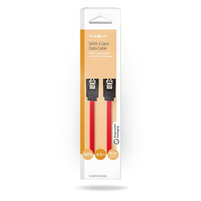 Nedis SATA Kabel | 3 Gbps | SATA 7-Pins Female | SATA 7-Pins Female | Vernikkeld | 0.50 m | Plat | PVC | Rood | Doos - CCGB73150RD05