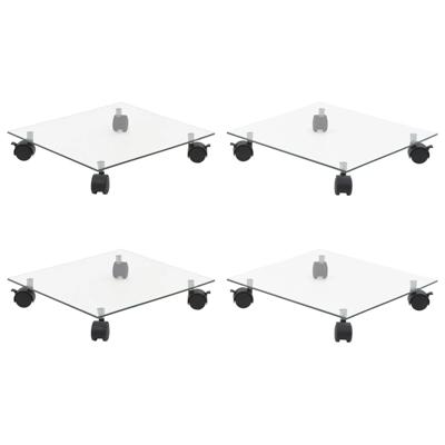 Plantenrollers 4 st vierkant 35x35 cm gehard glas