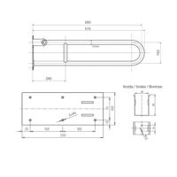 Toiletbeugel Sapho Opklapbaar 60x15.3 cm RVS Sapho - thumbnail
