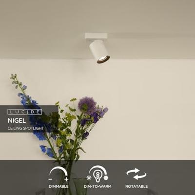 Lucide NIGEL - Plafondspot - LED Dim to warm - GU10 - 1x5W 2200K/3000K - Wit Lucide NIGEL - Plafondspot - LED Dim to warm - GU10 - 1x5W 2200K/3000K - Wit