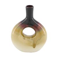 Vaas keramiek crème/bruin 16x7,5x20,5cm - thumbnail