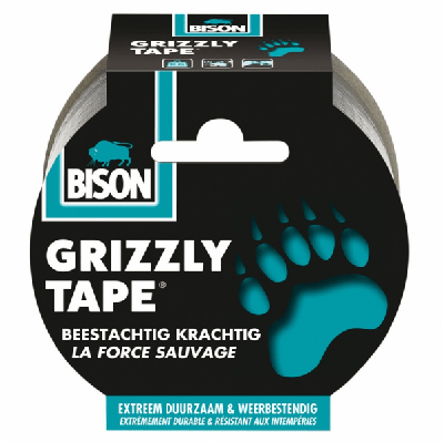 Bison Grizzly tape zilver rol 10mx5cm