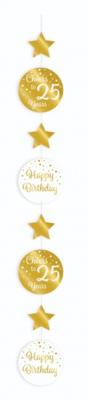 Hangdecoratie 25 Jaar Goud/Wit (1,2m)