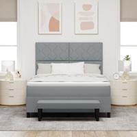 Boxspringbed met Matras & Bank Lichtgrijs 140x200 cm Stof - thumbnail