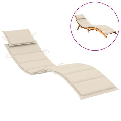 VidaXL Ligbedkussen 186x58x4 cm oxford stof crèmekleurig VidaXL Ligbedkussen 186x58x4 cm oxford stof crèmekleurig