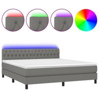 Boxspring met matras en LED stof donkergrijs 160x200 cm - thumbnail