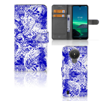 Telefoonhoesje met Naam Nokia 1.4 Angel Skull Blauw - thumbnail