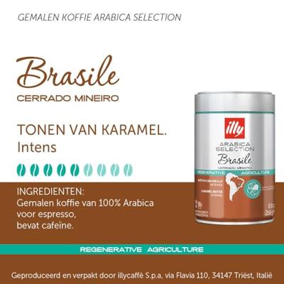 illy Arabica Selection Brasile Cerrado Mineiro - Gemalen koffie 250 GR