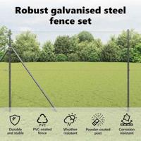 VidaXL Afrasteringspaal grijs 25 x 1,6 m (25 mm gaas) staal en pvc - thumbnail