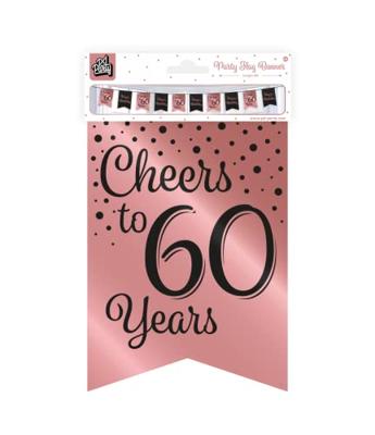 Verjaardagsslinger Vaandel 60 Jaar Roze/Zwart (6m)