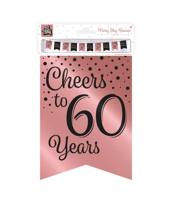 Verjaardagsslinger Vaandel 60 Jaar Roze/Zwart (6m) - thumbnail