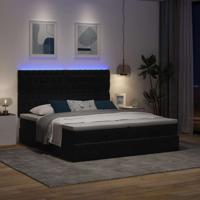 Ottoman bed met matrassen en LED's 200x200cm fluweel zwart - thumbnail