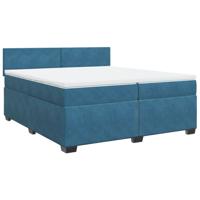 Boxspring met matras fluweel blauw 200x200 cm - thumbnail